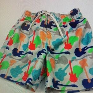 Colorful Guitar Print Kids Shorts